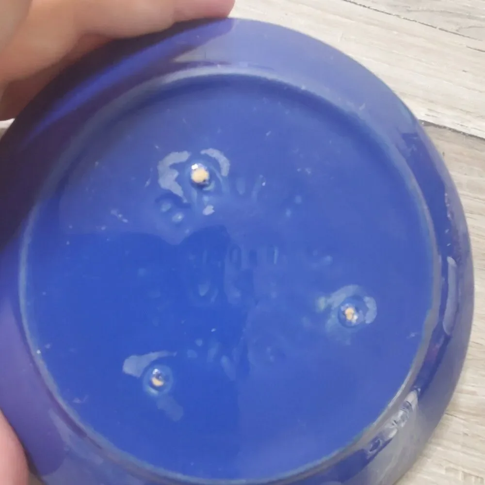 Set of 3 Genuine Vintage Bauer Pottery Ringware Saucers - Blue, Cobalt, Green